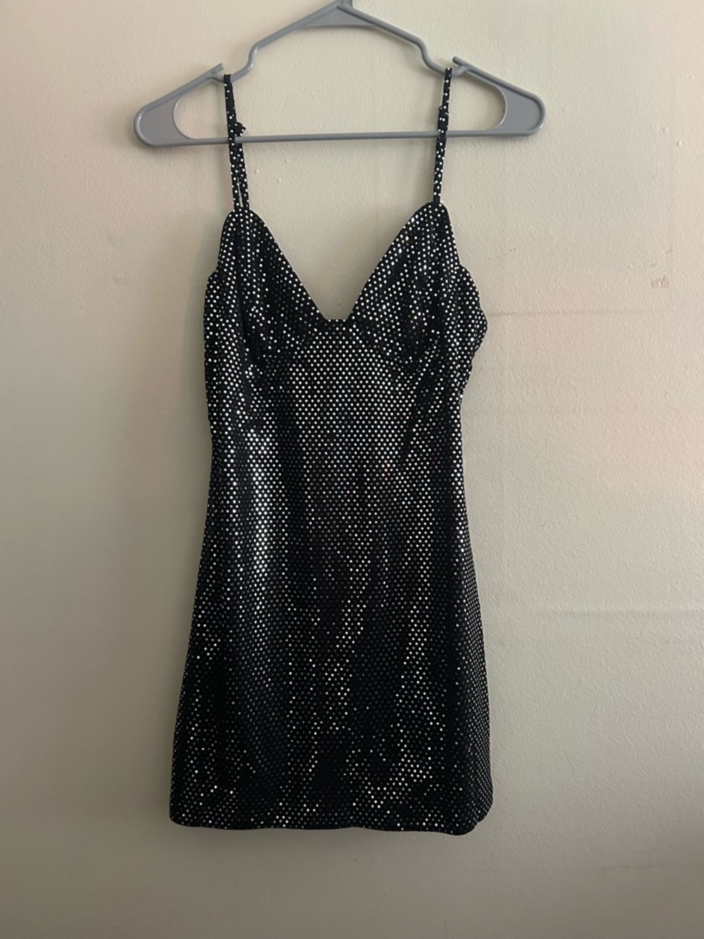 Lulu's Black & White Polka Dot Satin Slip Mini Dress
